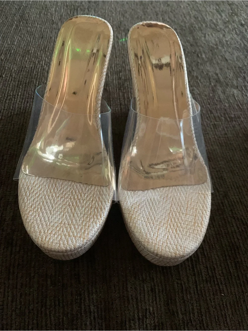 Clear Strap Wedge Sandals